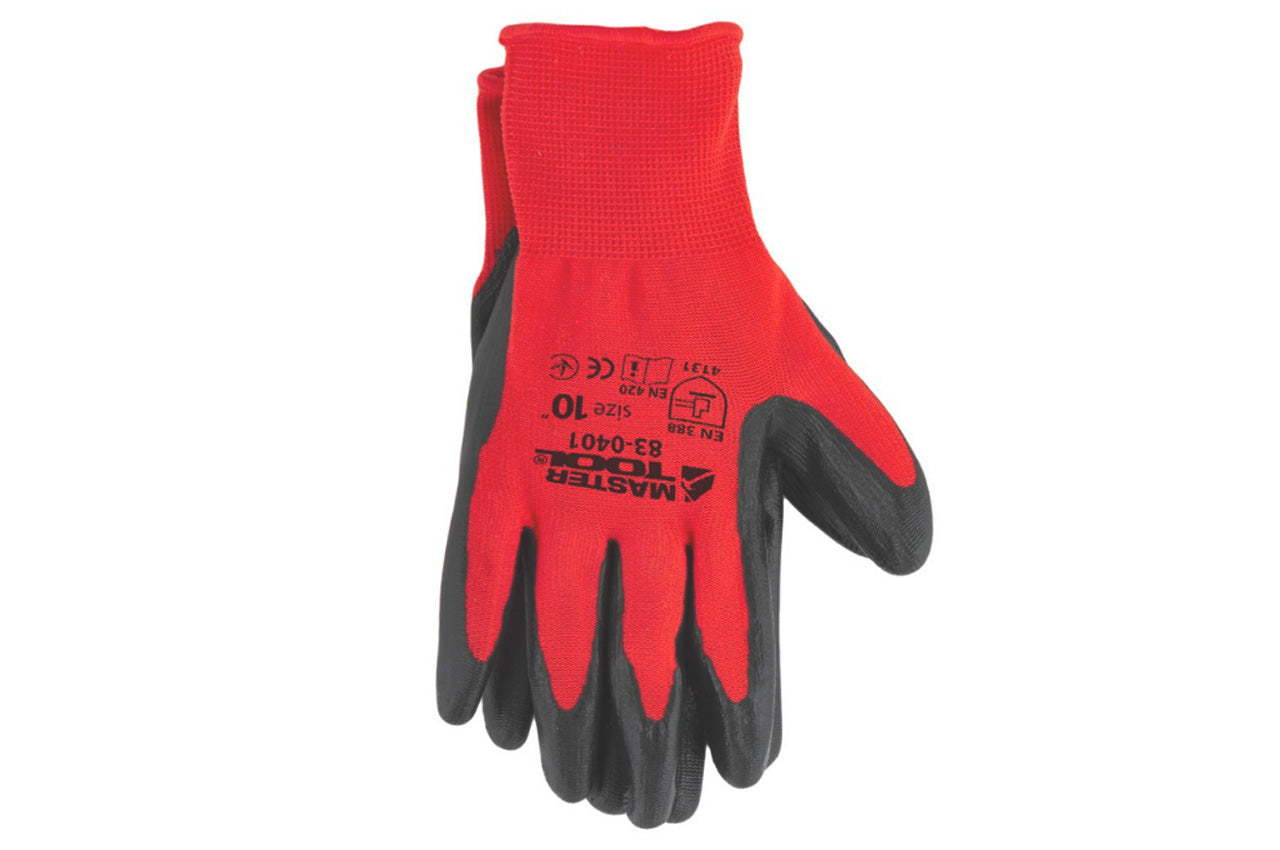 Перчатки Mastertool - с нитриловым покрытием 10" (красно-черные)