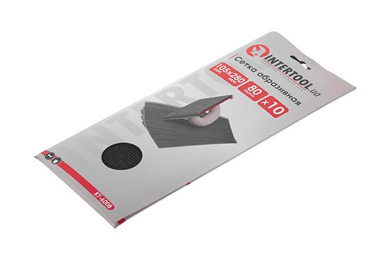 Сетка абразивная Intertool - 105 х 280 мм Р80 (в комплекте 10 шт.)