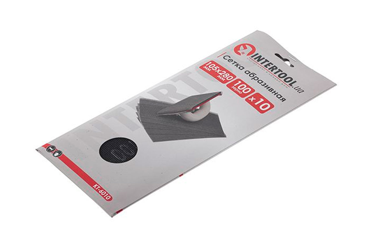 Сетка абразивная Intertool - 105 х 280 мм Р100 (в комплекте 10 шт.)