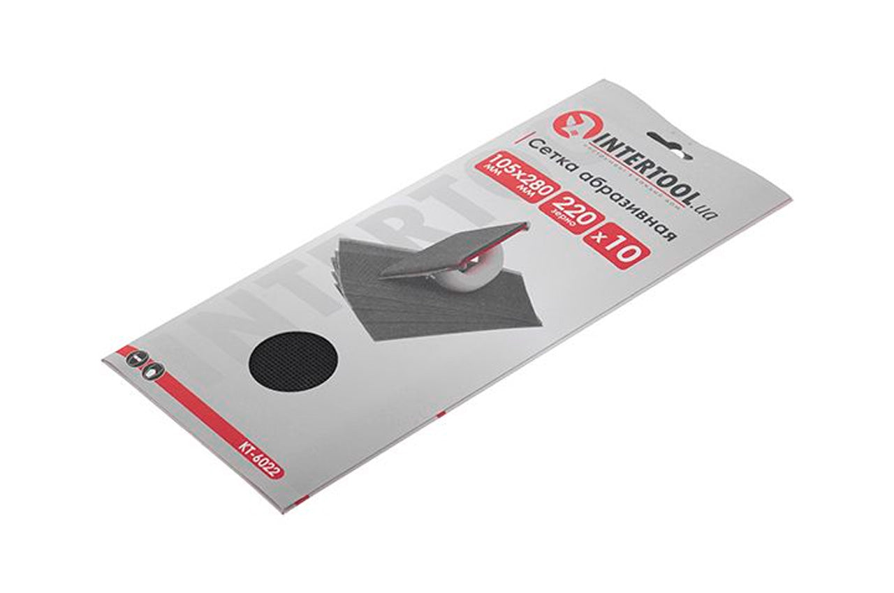 Сетка абразивная Intertool - 105 х 280 мм Р220 (в комплекте 10 шт.)