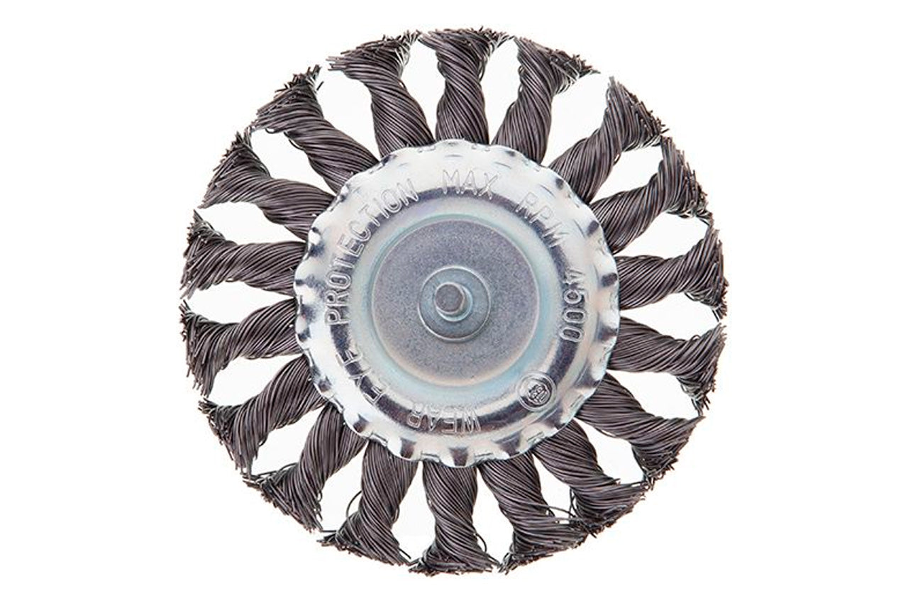 Щетка дисковая на дрель Intertool - 100 мм плетеная, стержень 6 мм