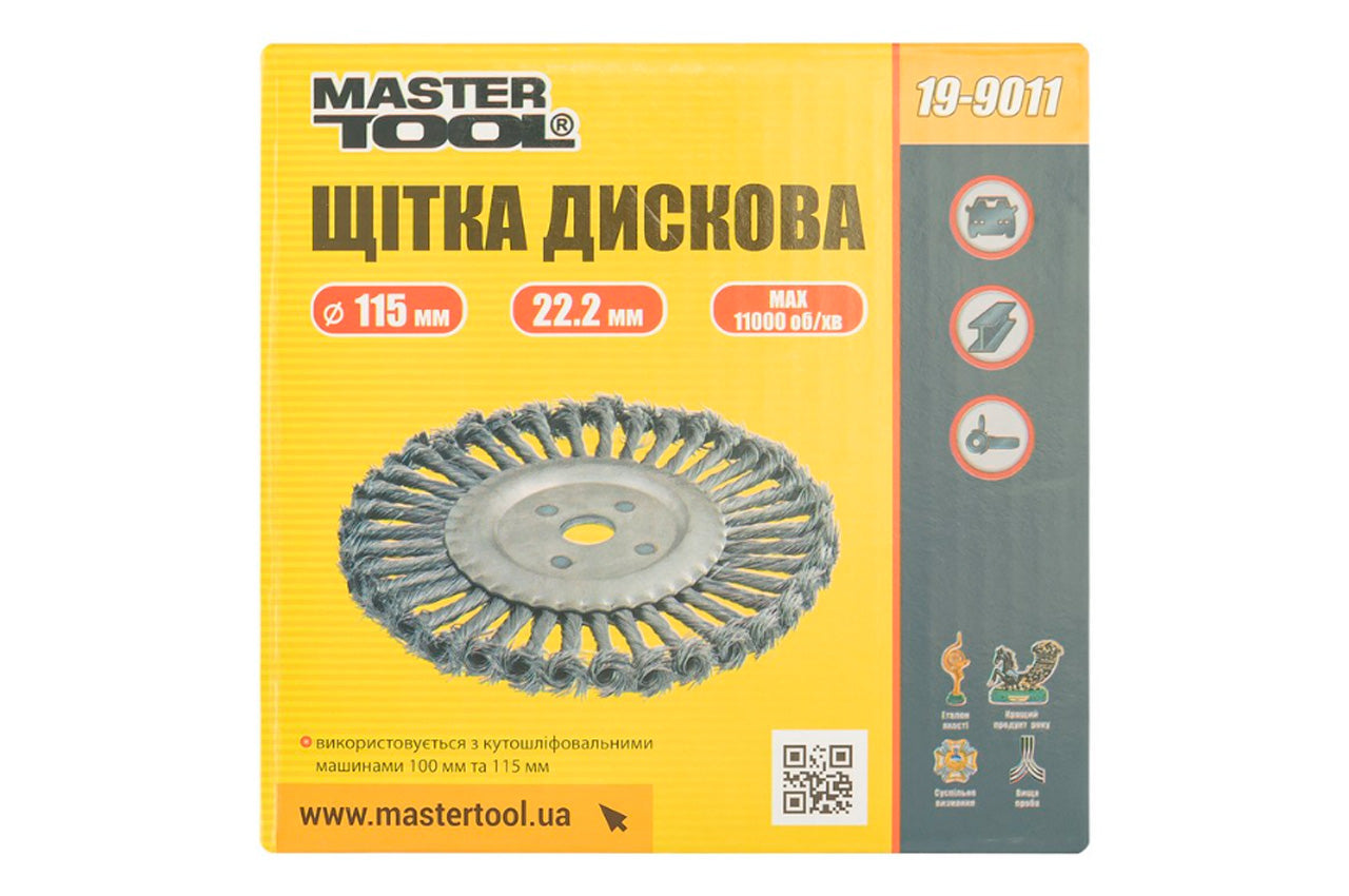 Щетка дисковая Mastertool - 115 мм плетеная