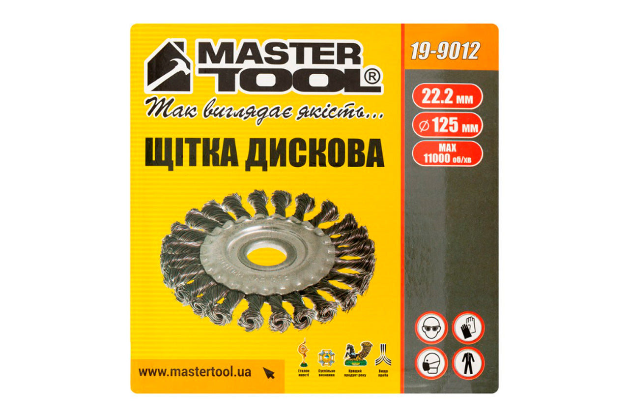 Щетка дисковая Mastertool - 125 мм плетеная