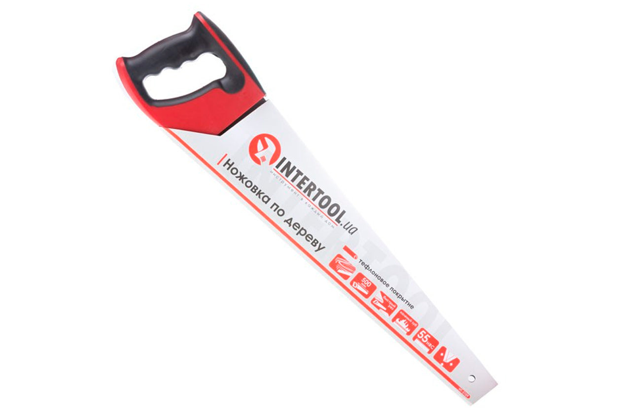 Ножовка по дереву Intertool - 500 мм тройная заточка 7T х 1" с тефлоновым покрытием