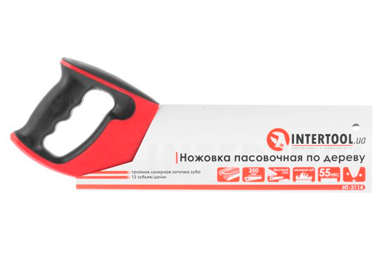 Ножовка по дереву пасовочная Intertool - 350 мм 12T х 1"