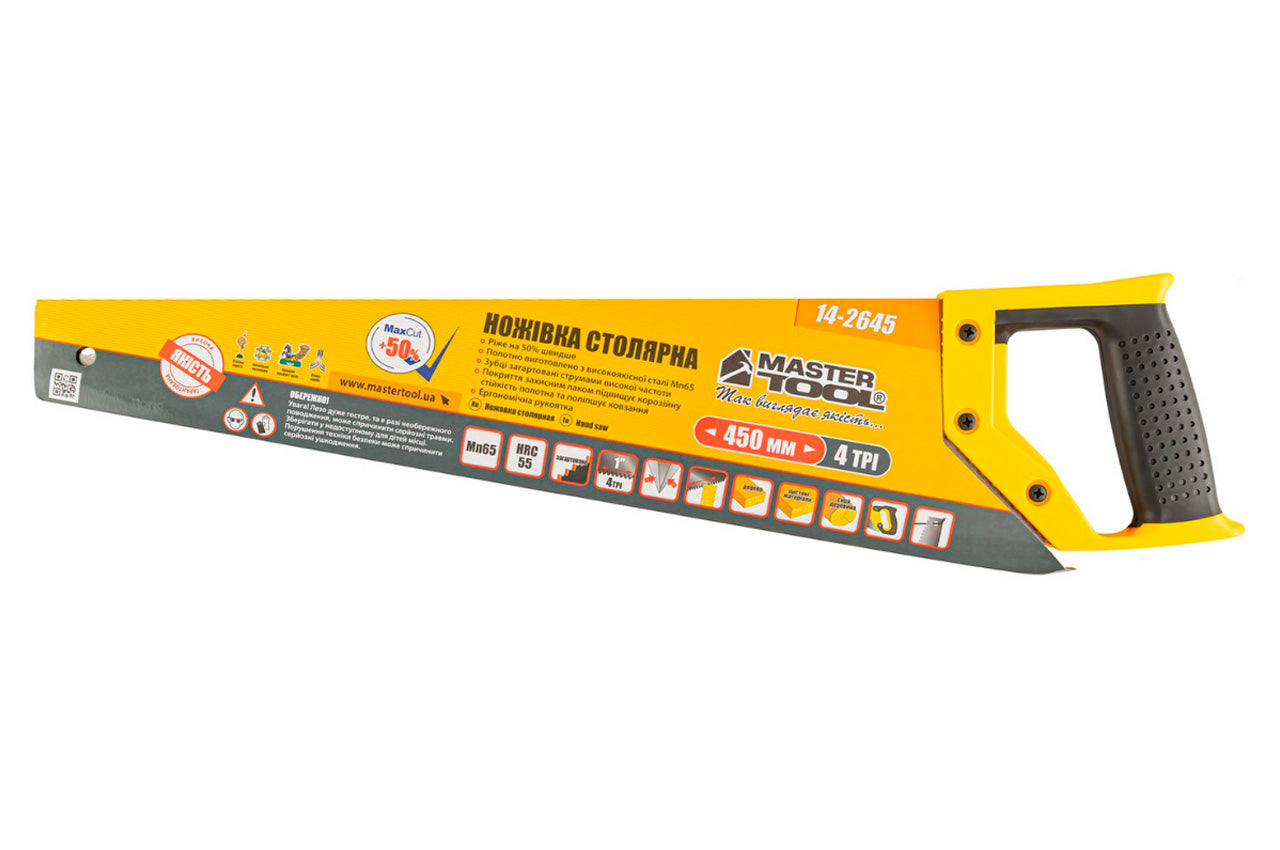 Ножовка по дереву Mastertool - 450 мм 4T х 1" х 2D