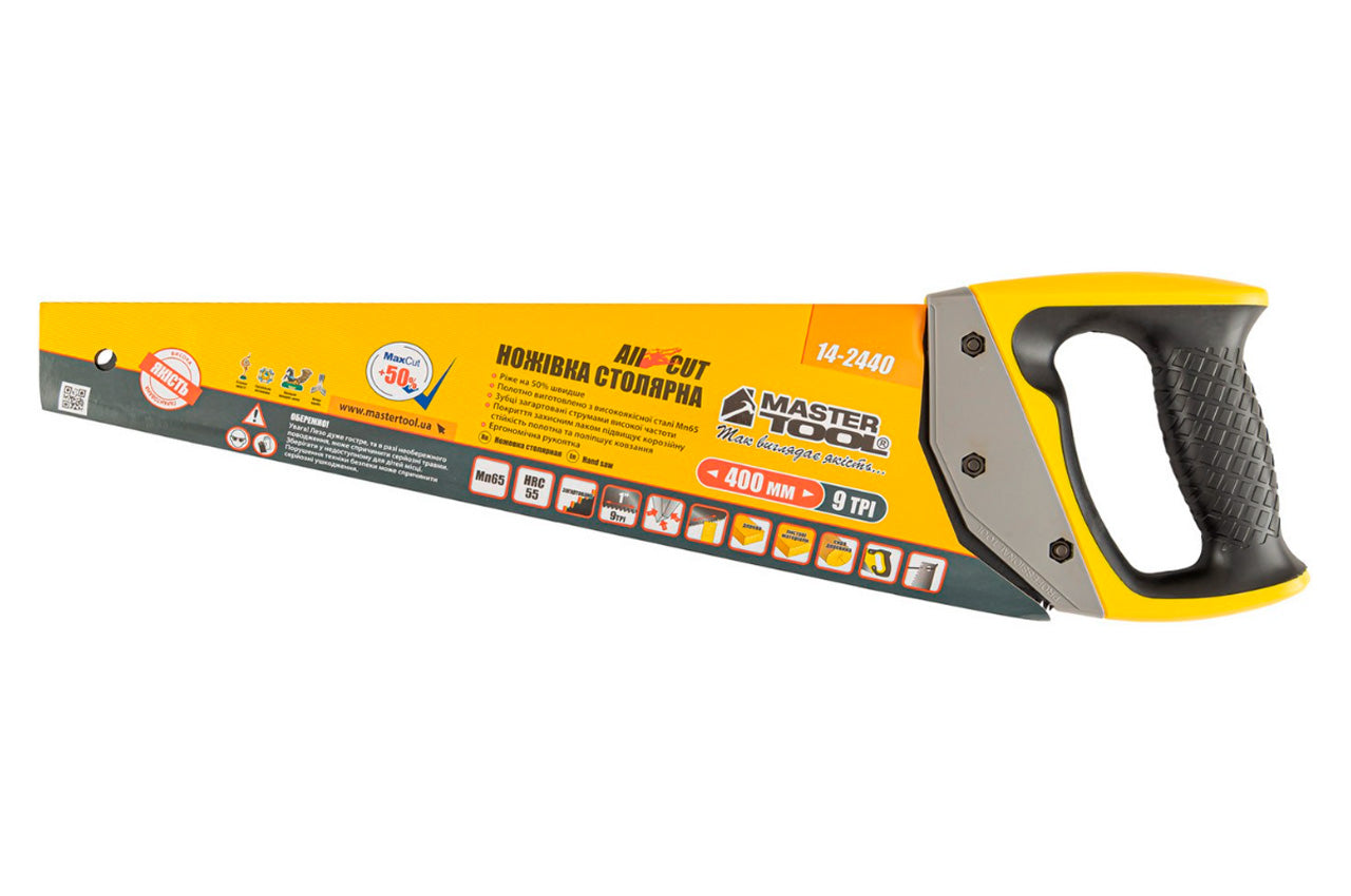 Ножовка по дереву Mastertool - 400 мм 10T х 1", тройная заточка с тефлоновым покрытием