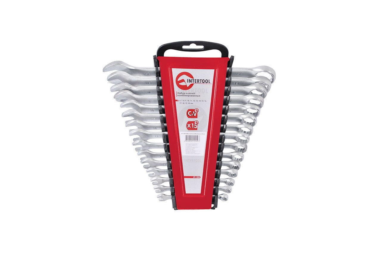 Набор рожково-накидных ключей Intertool - 15 шт. (6-22 мм)