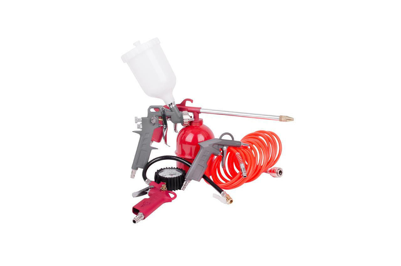 Набор лакокрасочный Intertool - верхний бак 600 мл, шланг пластиковый 5 шт.