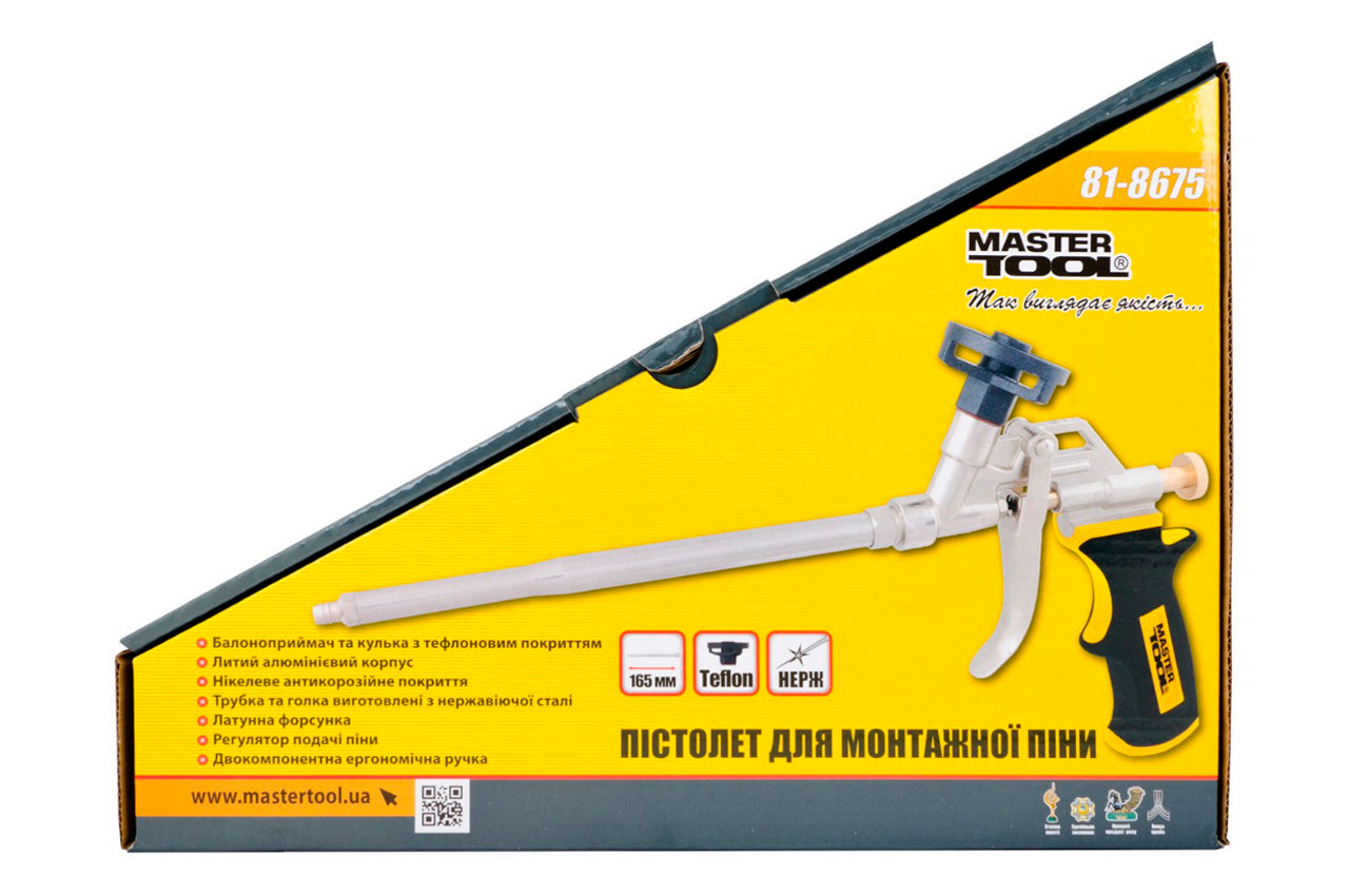 Пистолет для пены Mastertool - 290 мм тефлон держатель баллона, игла