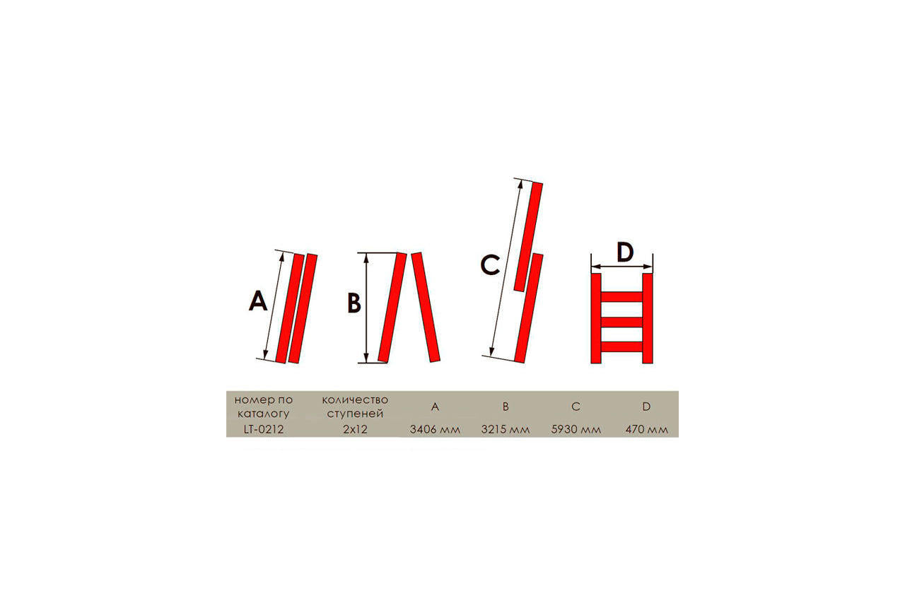Лестница 2-х раскладная Intertool - 5930 мм х 2x12 ступеней