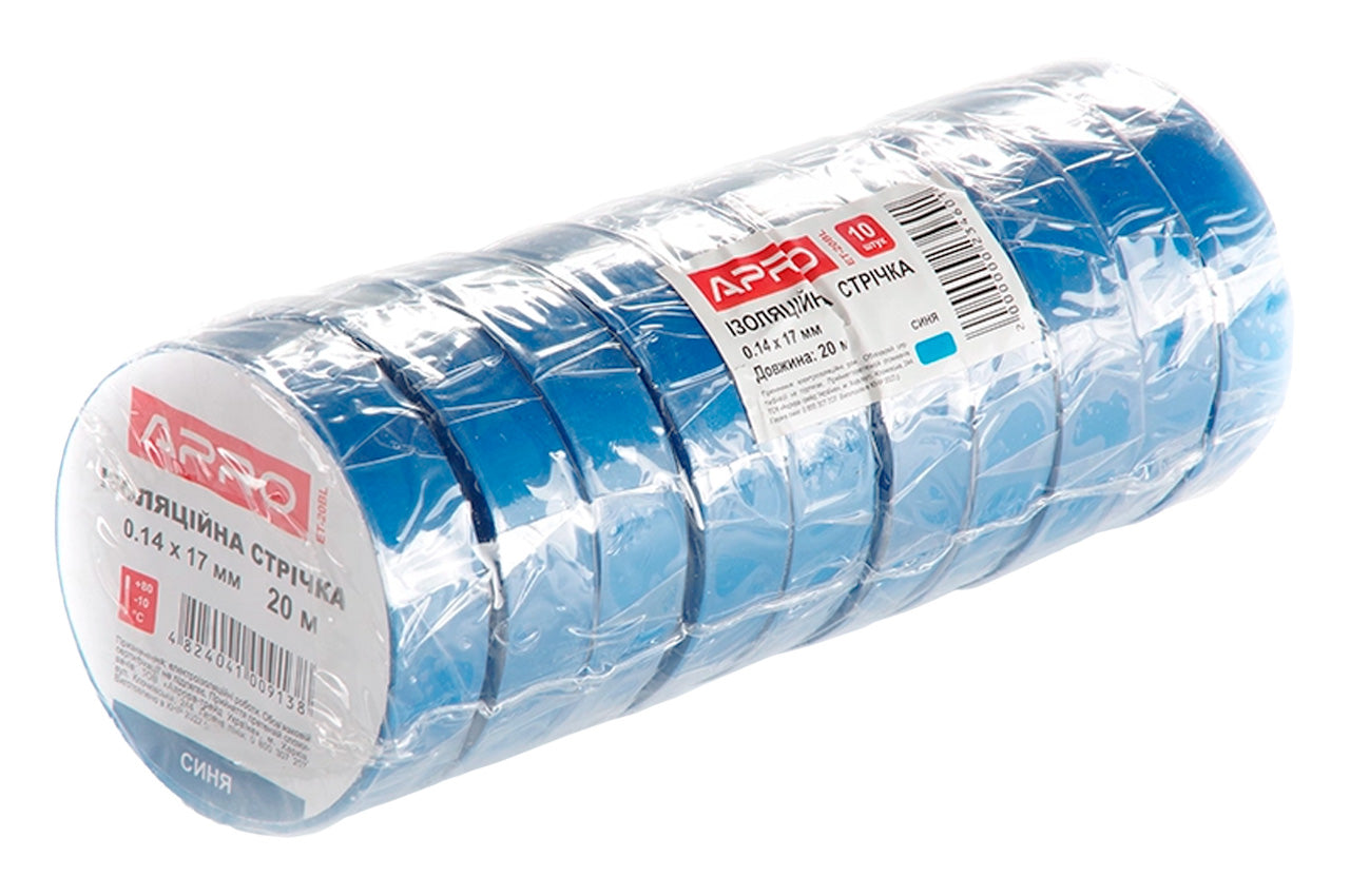 Лента изоляционная Apro - 20 м x 17 x 0,14 мм синяя