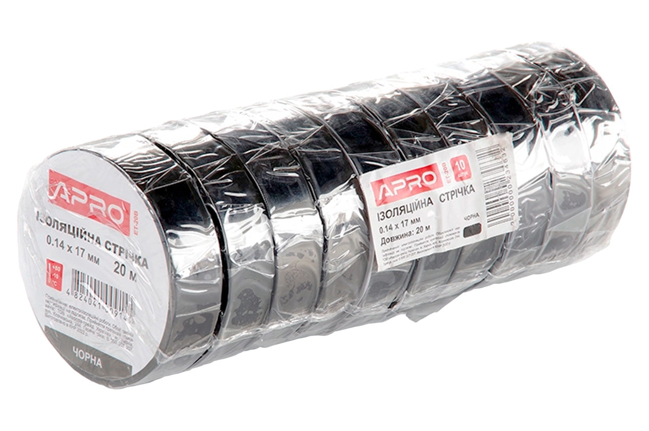 Лента изоляционная Apro - 10 м x 17 x 0,14 мм черная