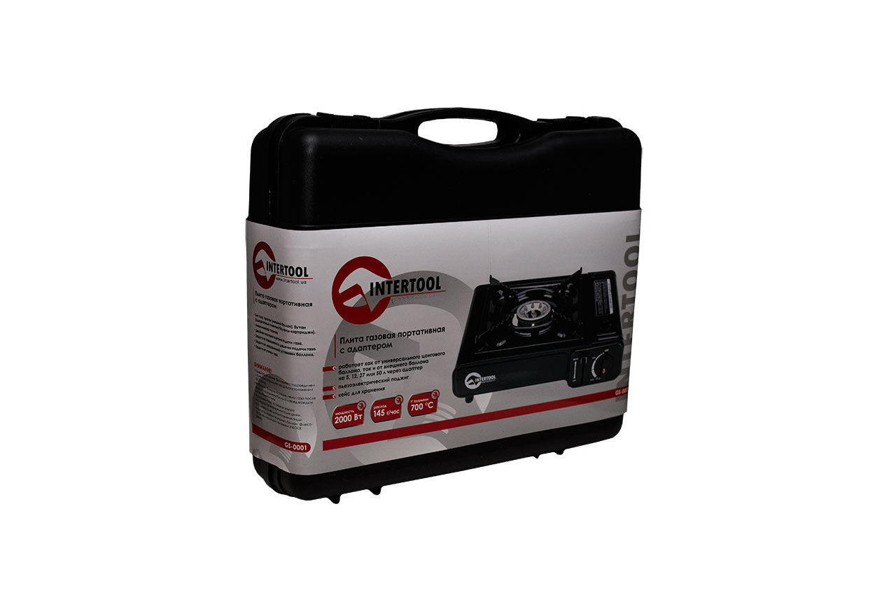 Плита газова портативна Intertool - 342 x 275 x 113 мм з адаптером