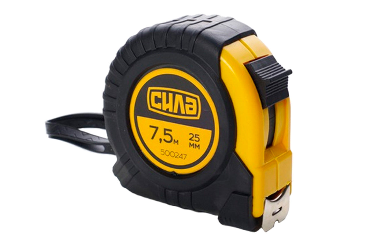 Рулетка Сила - 7,5 м x 25 мм обрезиненная
