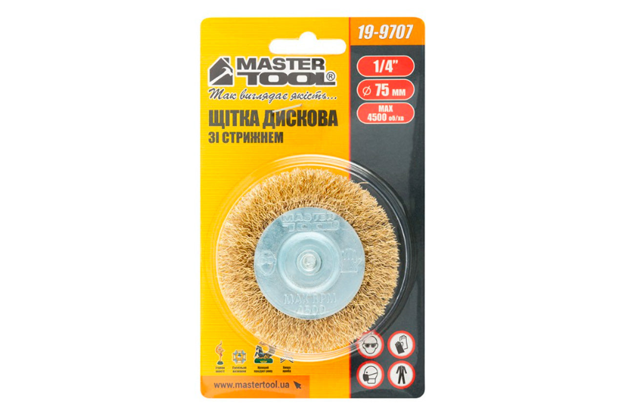 Щетка дисковая на дрель Mastertool - 75 мм рифленая