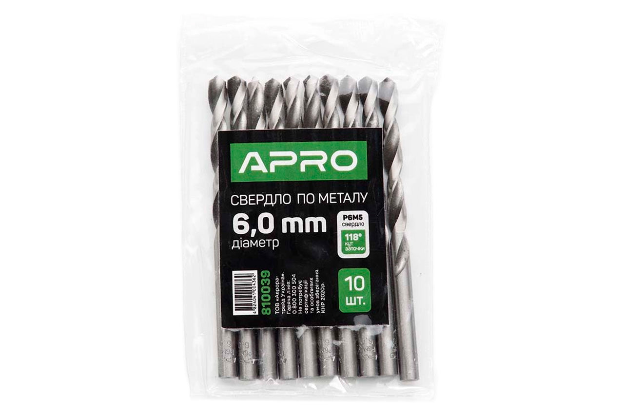 Сверло по металлу Apro - 6,0 мм Р6М5