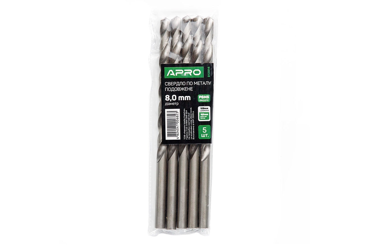 Сверло по металлу Apro - 8,0 мм удлиненное Р6М5