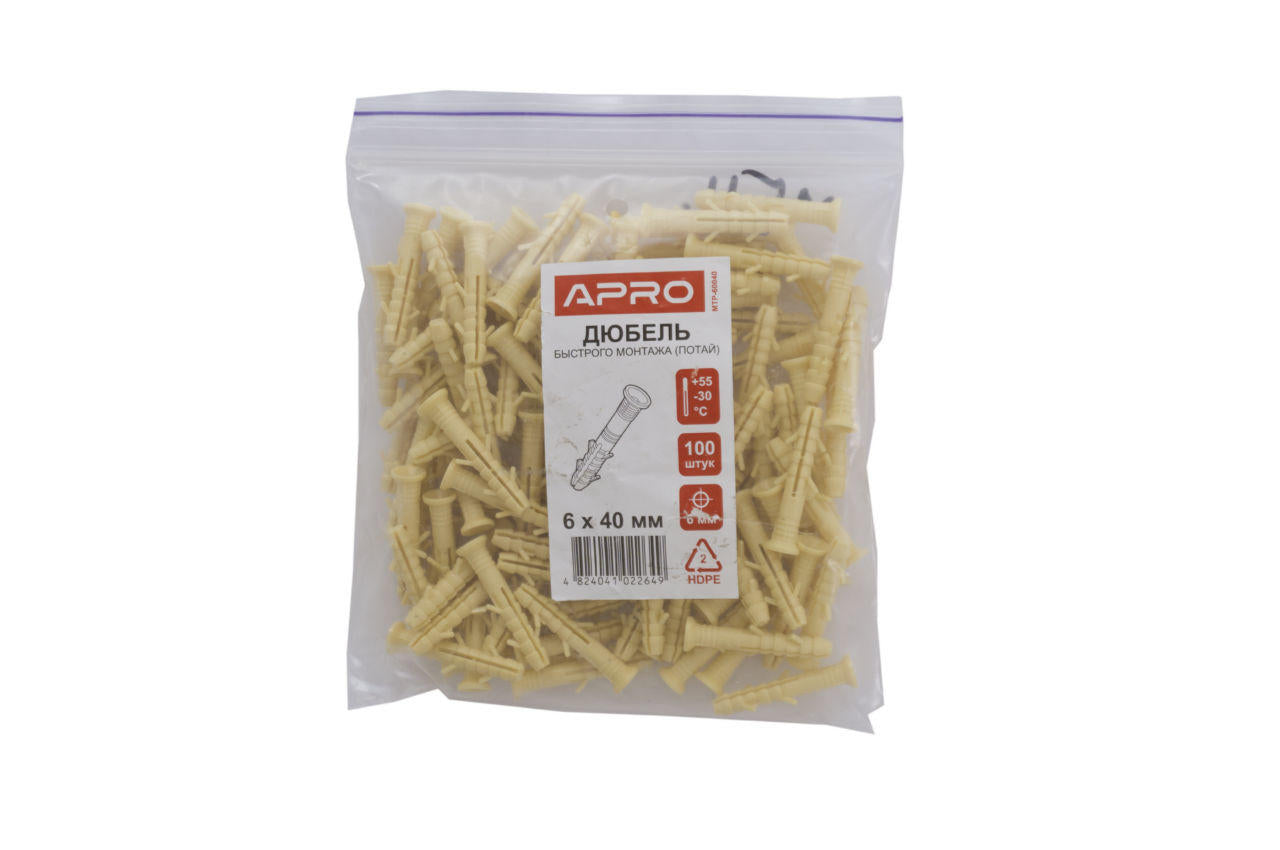 Дюбель Apro - 6 x 40 мм потай (100 шт.) MTP-60040