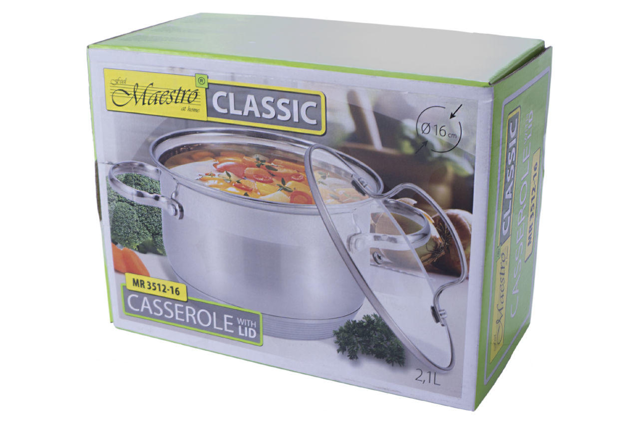 Кастрюля нержавеющая Maestro - 160 мм x 2,1 л MR-3512-16
