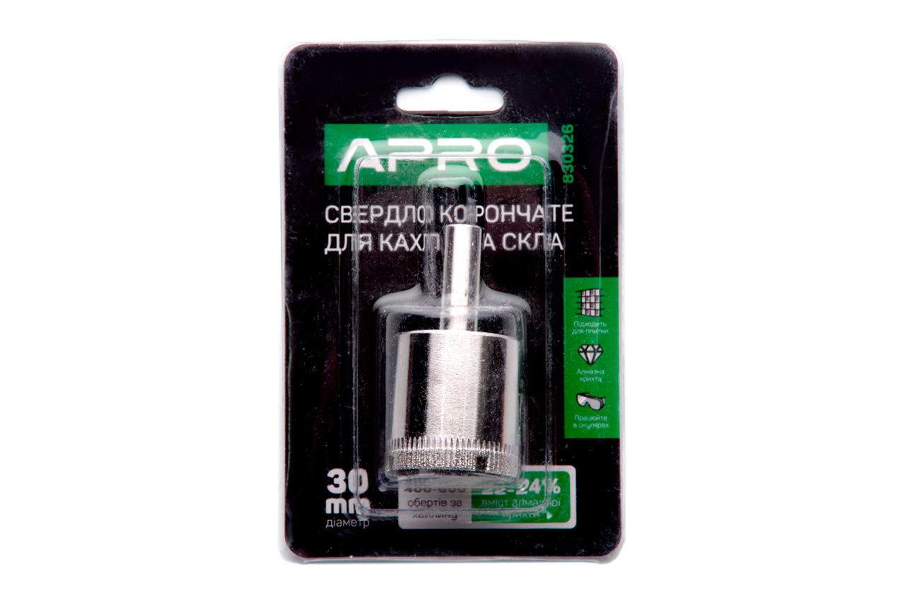 Сверло по стеклу и керамике трубчатое Apro - 30 мм