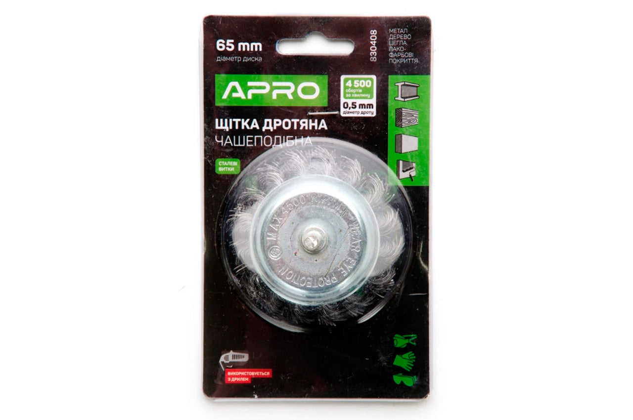 Щетка торцевая Apro - 65 мм x 6 мм плетеная