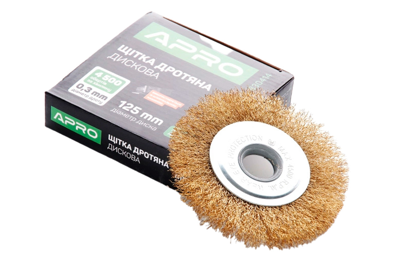 Щетка дисковая Apro - 125 мм x М14 рифленая