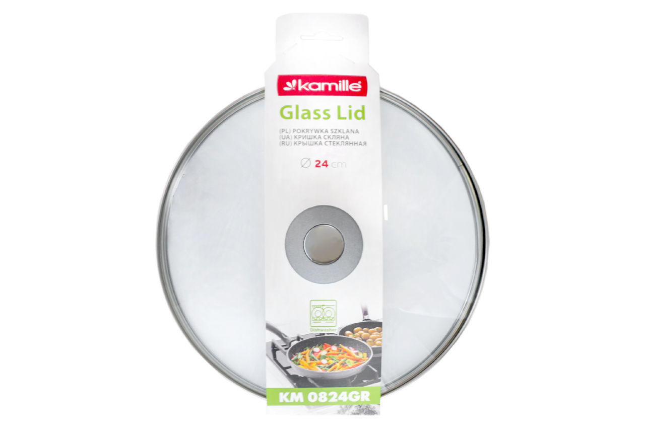 Крышка стеклянная Kamille - 200 мм серая