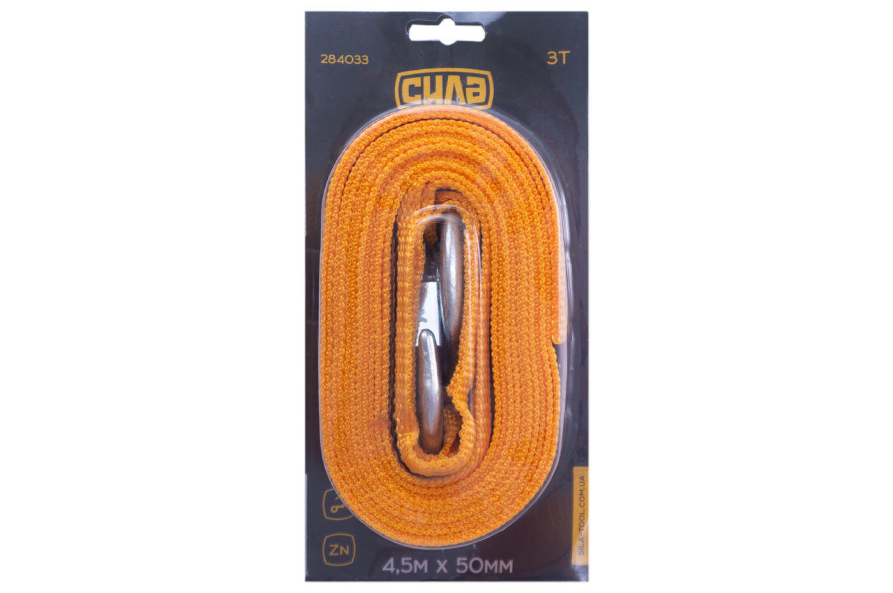 Трос буксировочный Сила - 3 т x 4,5 м x 50 мм блистер
