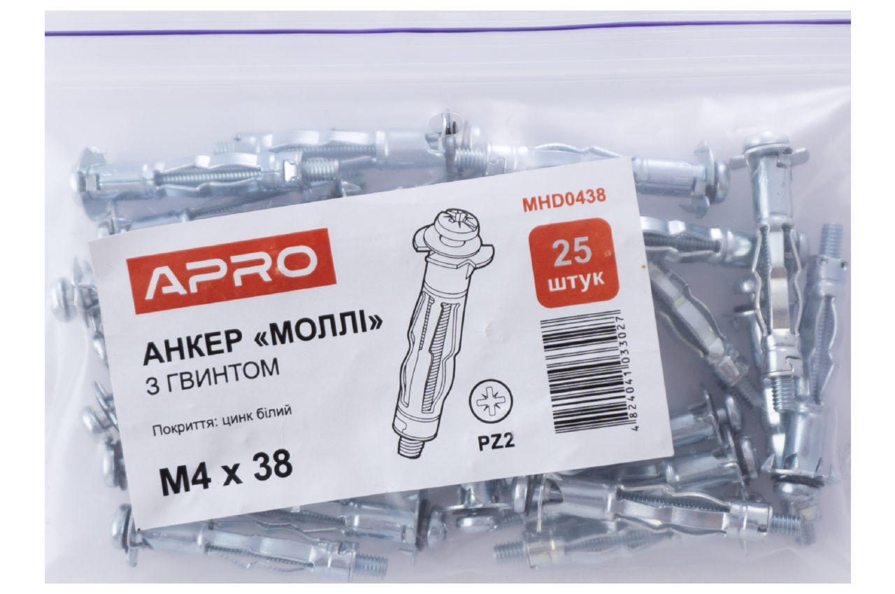 Анкер молли Apro - М4 x 38 мм (25 шт.)