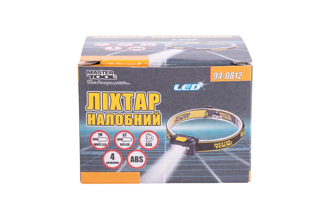 Фонарь налобный Mastertool - 2LED x 1 Вт x 4 режима