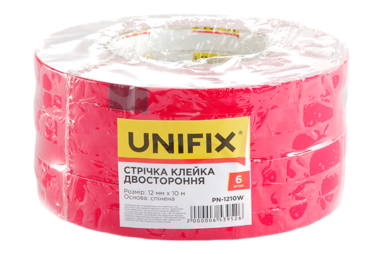 Лента двухсторонняя Unifix - 12 мм x 10 м вспененная белая