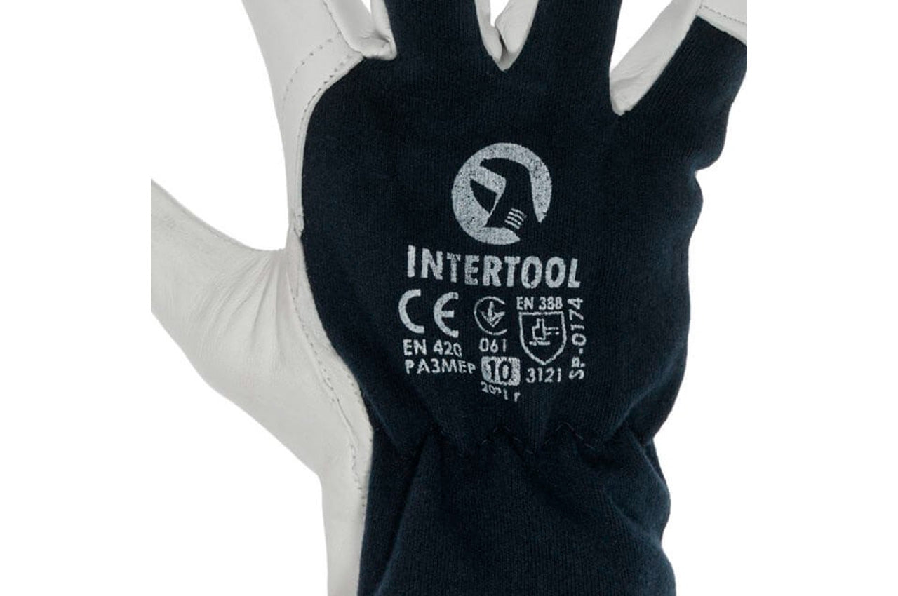 Перчатка Intertool - комбинированная овечья кожа 10"