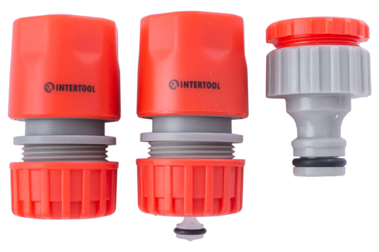 Пистолет-распылитель для полива Intertool - 8 функций хром x 1 адаптер x 2 коннектора