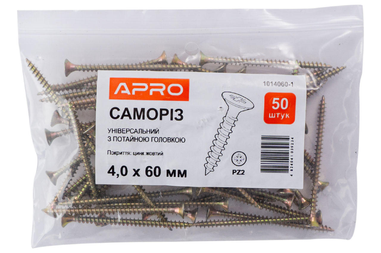 Саморез универсальный Apro - 4,0 x 60 мм (50 шт.)