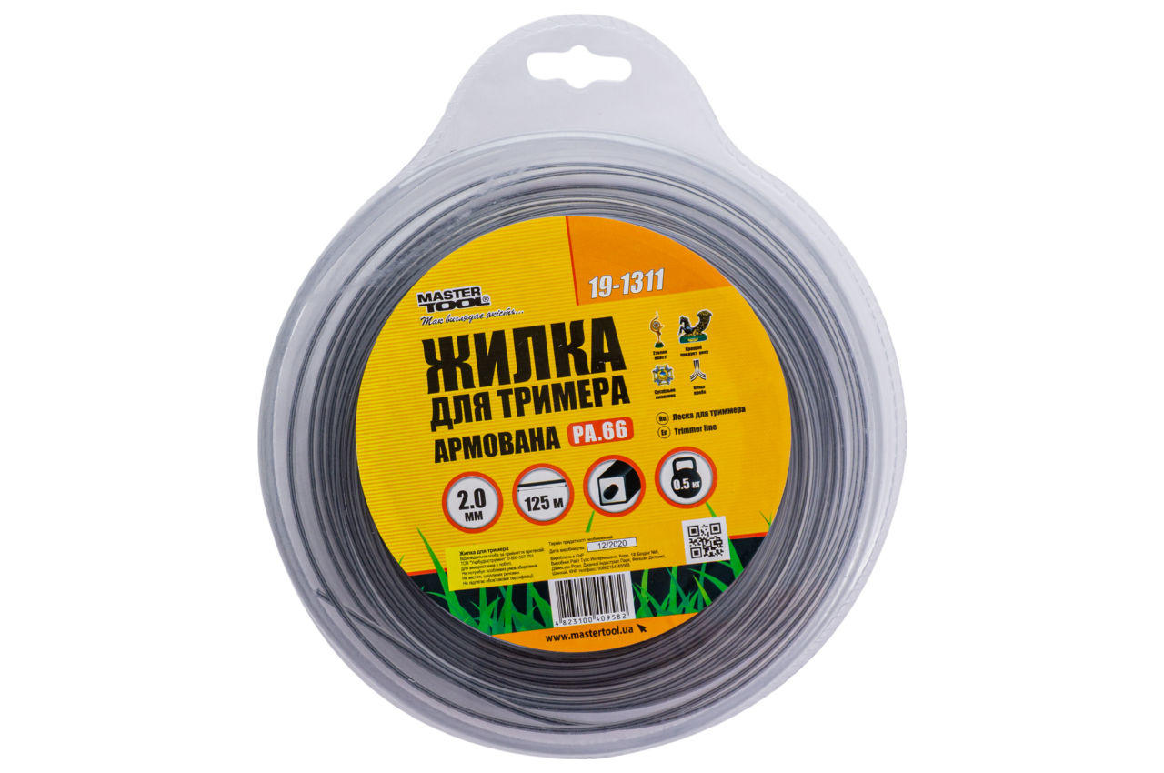 Лісочка для тримера Mastertool - 2,0 мм x 125 м квадрат армований