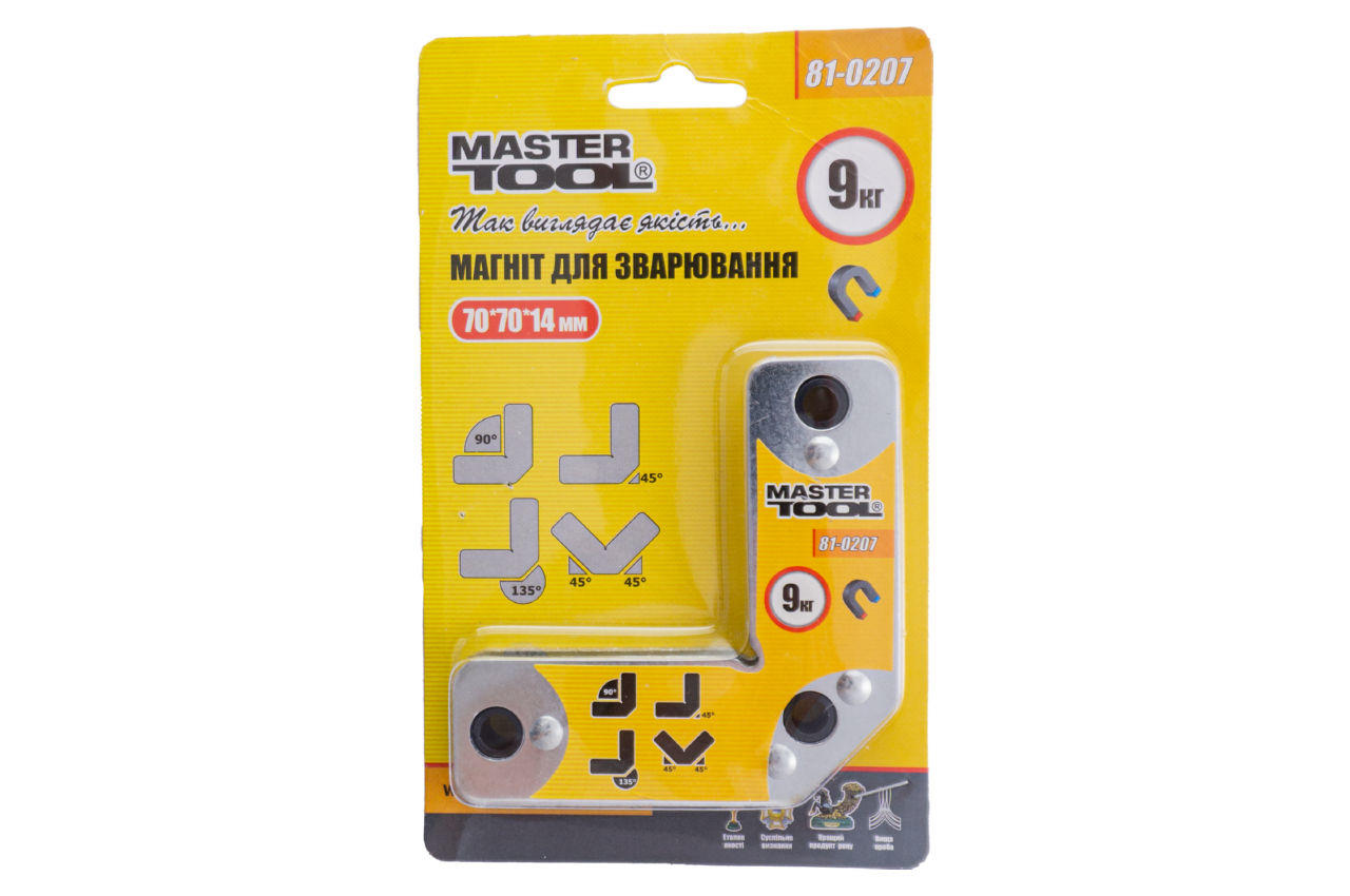 Держатель магнитный для сварки Mastertool - 9 кг угловой