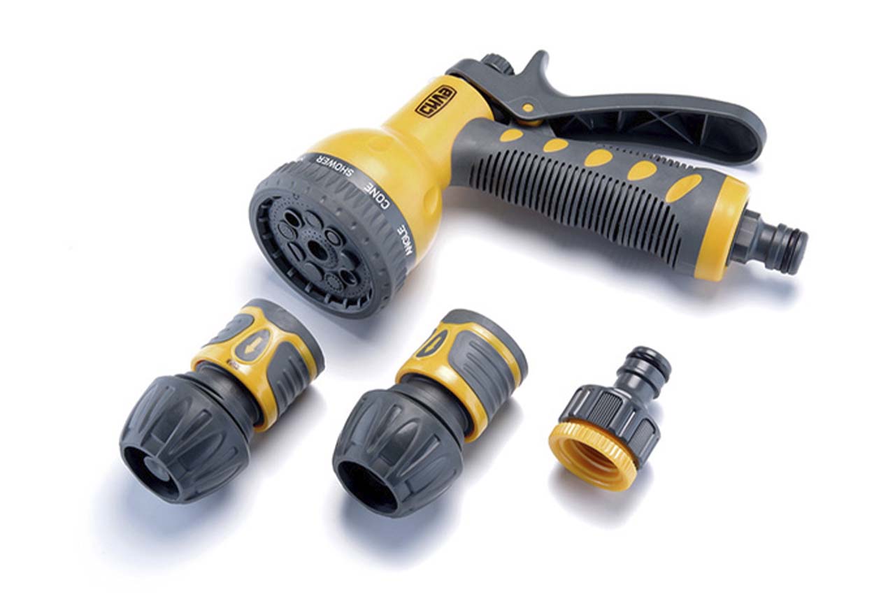 Набор для полива Сила - 1 пистолет x 1 адаптер 1/2" x 3/4" x 2 коннектора 3/4" (4шт)