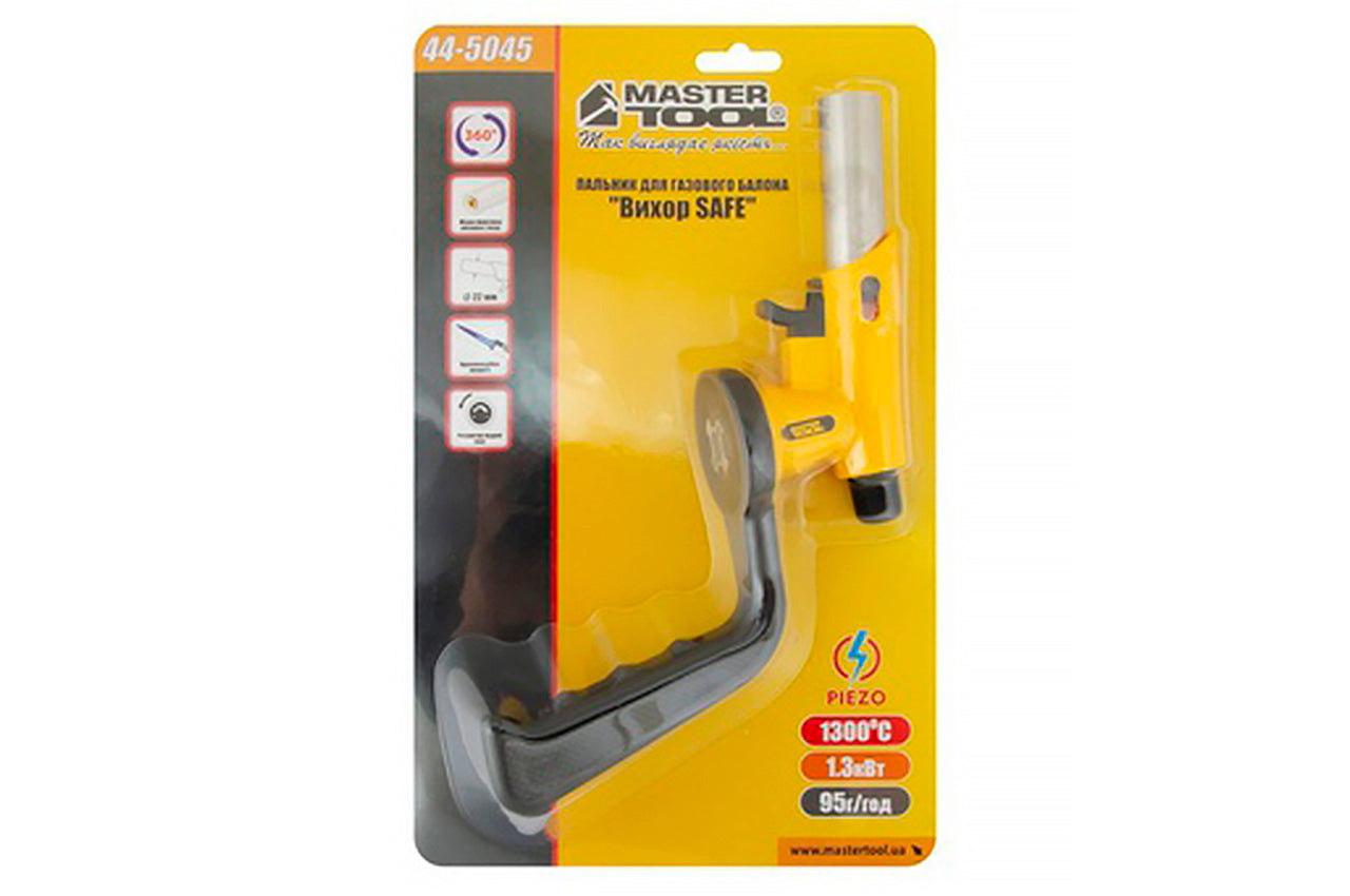 Горелка газовая c пьезоподжигом Mastertool - ⌀22мм Вихрь Safe