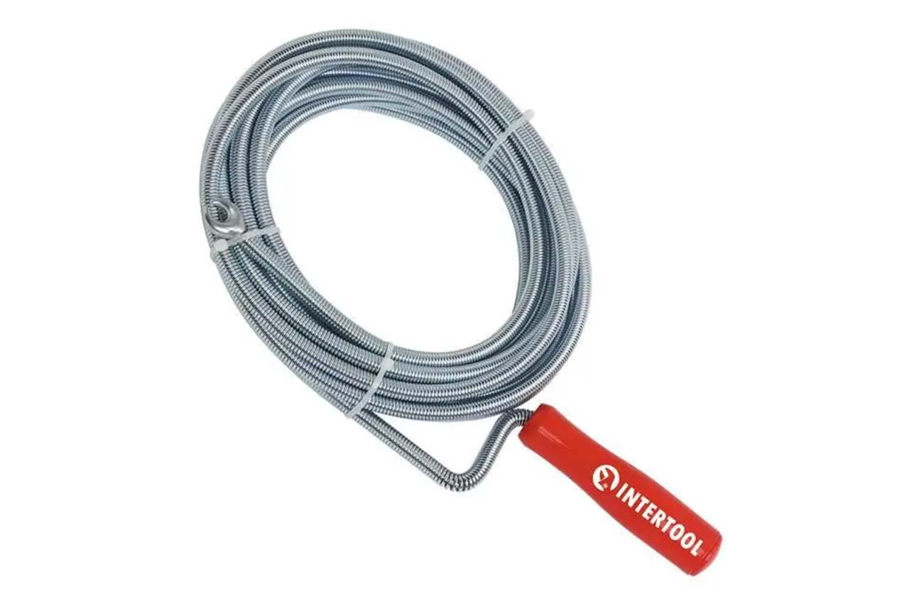 Трос для чистки труб Intertool - 9мм x 5м с наконечником