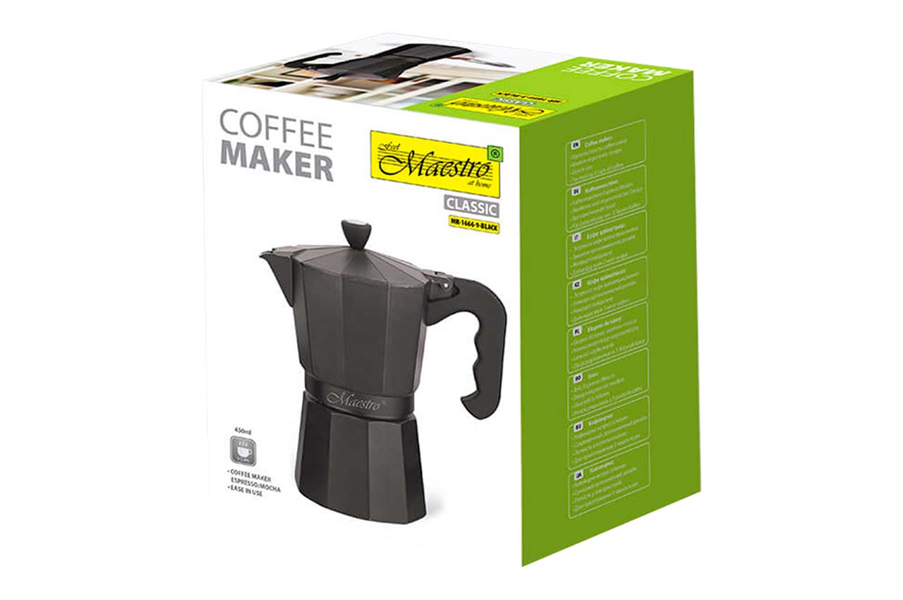 Кофеварка гейзерная алюминиевая Maestro - 450мл черная