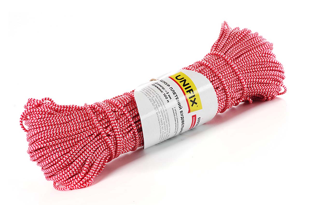 Веревка плетеная Unifix - 3мм x 100м строительная