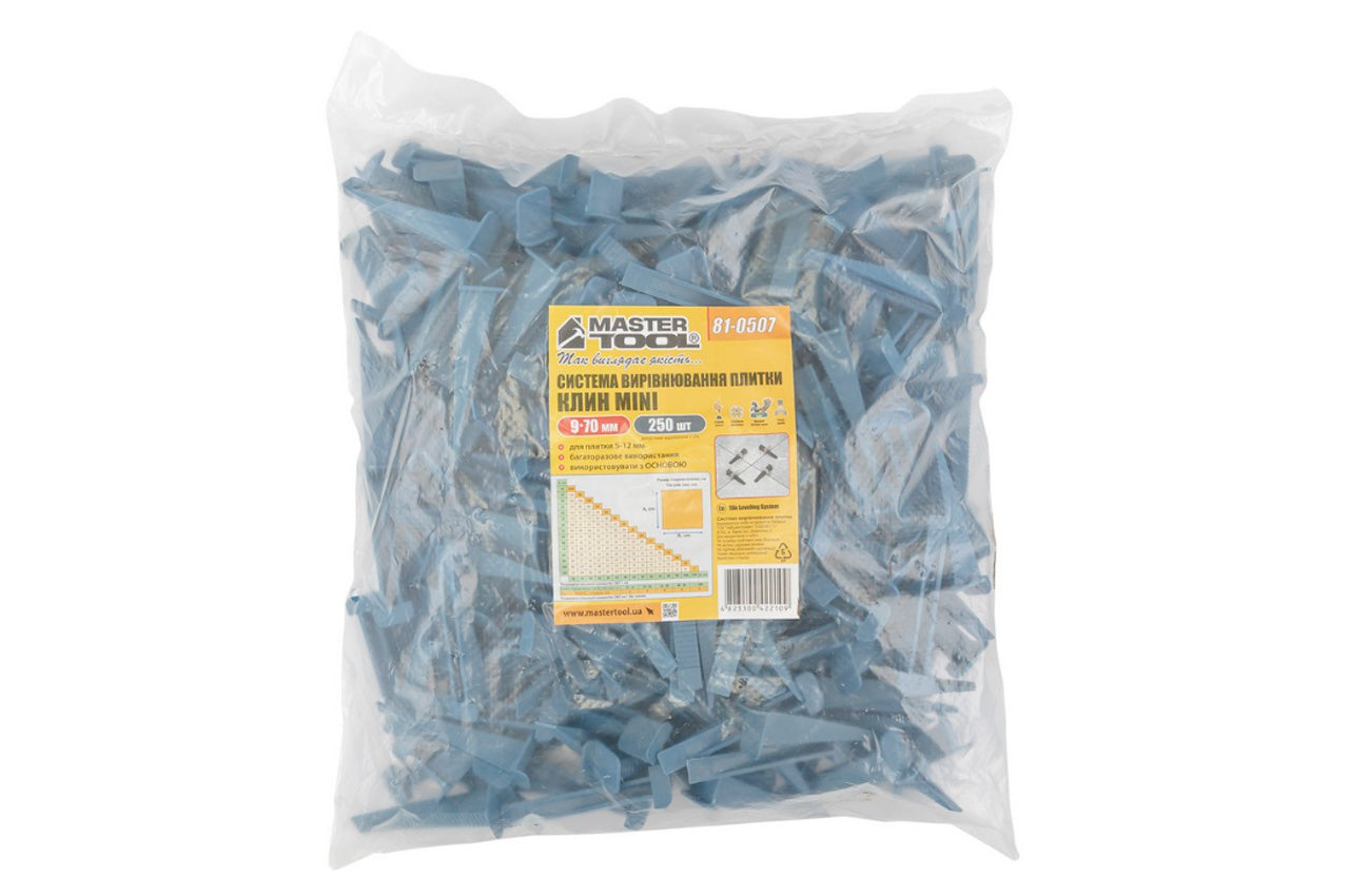 Клин для выравнивания плитки Mastertool - 9 x 70мм Mini (250шт)