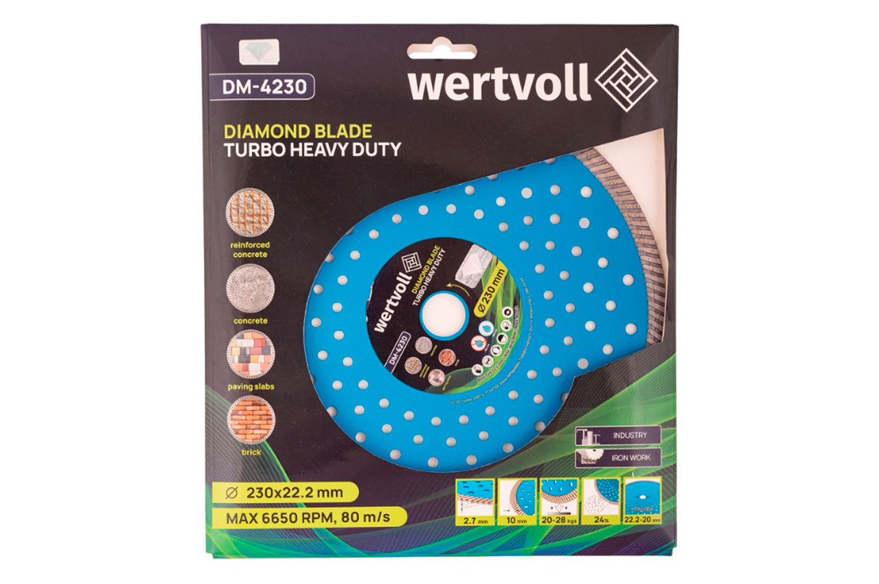 Диск алмазный для армированного бетона Wertvoll - 230мм Turbo Heavy Duty
