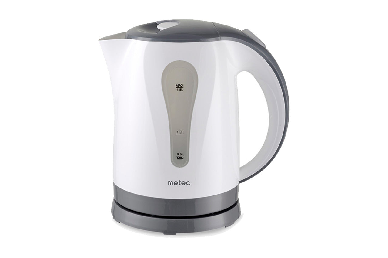 Электрочайник пластиковый Metec - 1,8л бело-серый