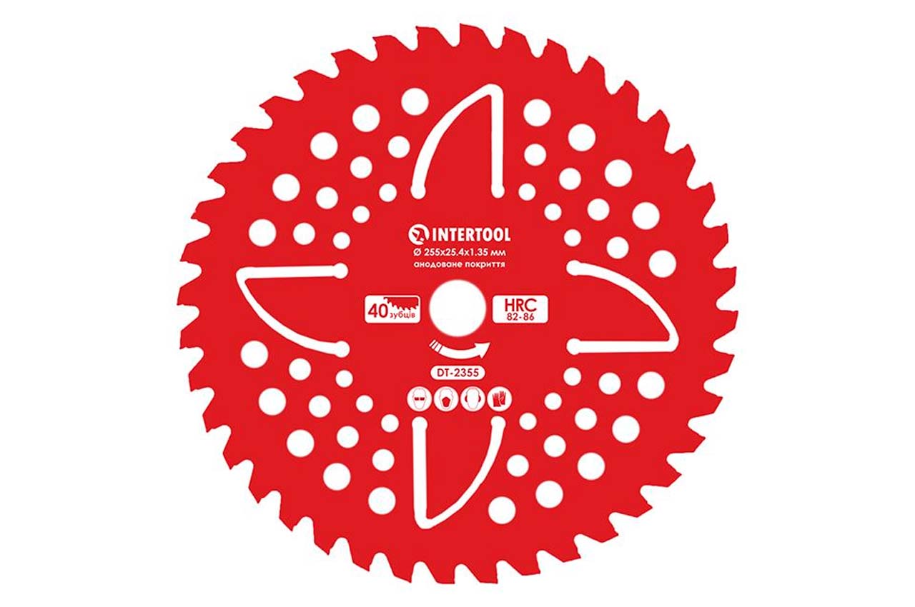 Диск для триммера Intertool - 255мм x 40Т победитовый подрезной анодированный 4