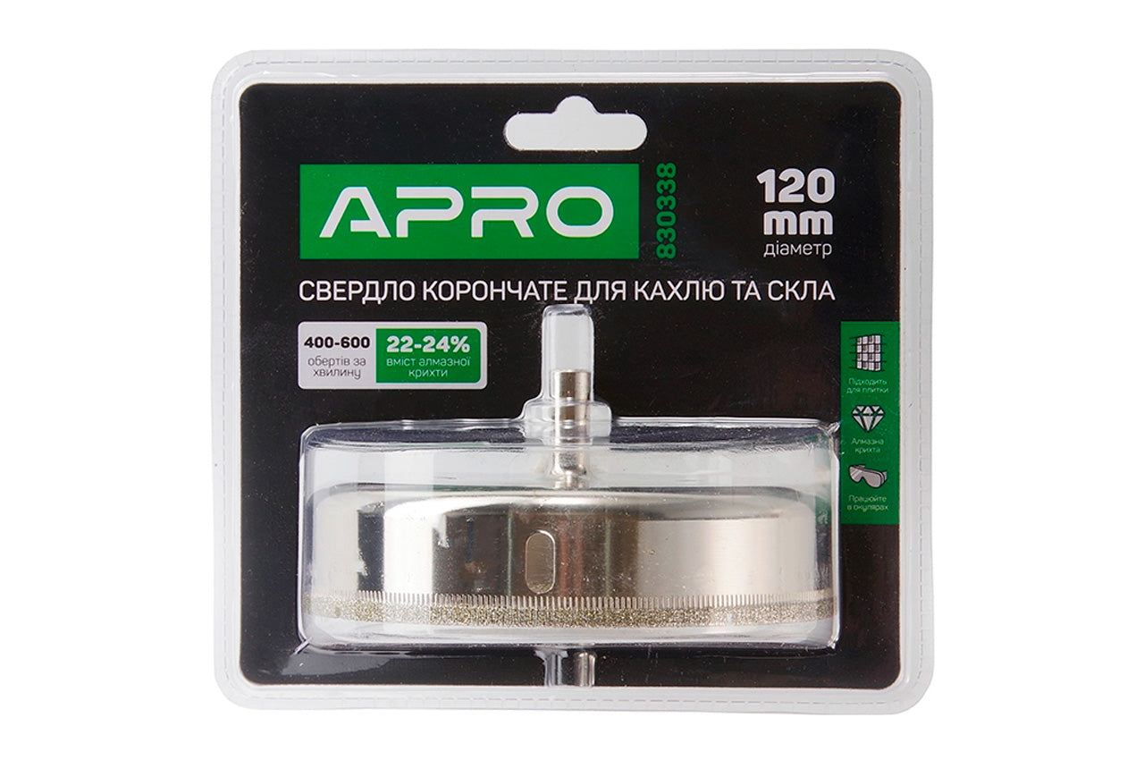 Сверло по стеклу и керамике трубчатое Apro - 120мм