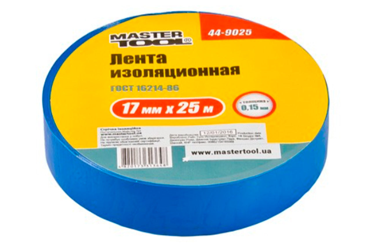 Лента изоляционная Mastertool - 25м x 17 x 0,15мм синяя