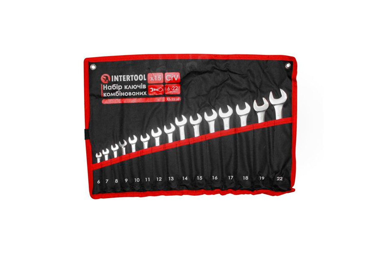 Набор ключей рожково-накидных Intertool - 6-22мм в чехле PRO (15шт)