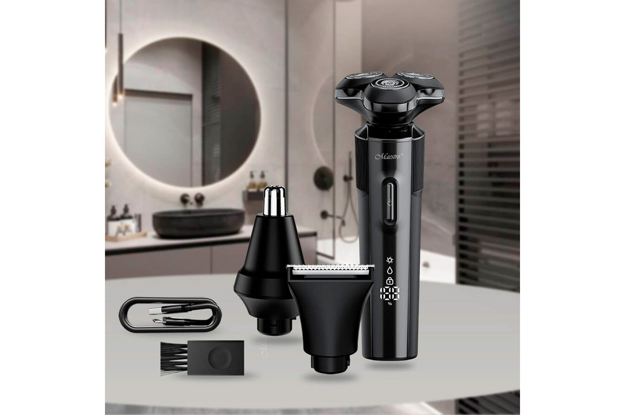 Бритва роторная Maestro - 800мАч x 3 головки x 3 насадки